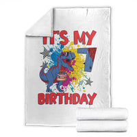 Dino Spider Its My 7th Birthday Throw Blanket Dinosaur Gift For Boys