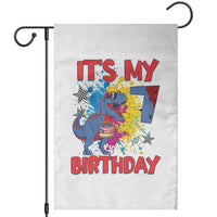 Dino Spider Its My 7th Birthday Garden Flag Dinosaur Gift For Boys
