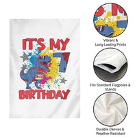 Dino Spider Its My 7th Birthday Garden Flag Dinosaur Gift For Boys