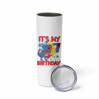 Dino Spider Its My 7th Birthday Skinny Tumbler Dinosaur Gift For Boys