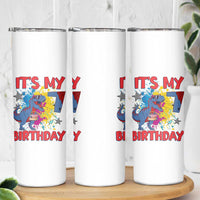 Dino Spider Its My 7th Birthday Skinny Tumbler Dinosaur Gift For Boys