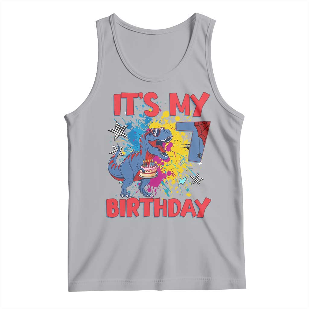 Dino Spider Its My 7th Birthday Tank Top Dinosaur Gift For Boys