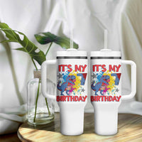 Dino Spider Its My 7th Birthday Tumbler With Handle Dinosaur Gift For Boys