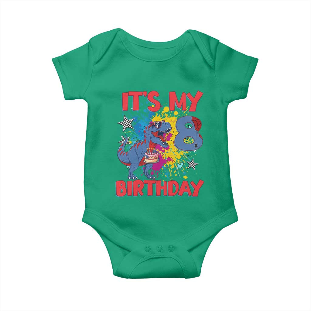Dino Spider Its My 8th Birthday Baby Onesie Dinosaur Gift For Boys