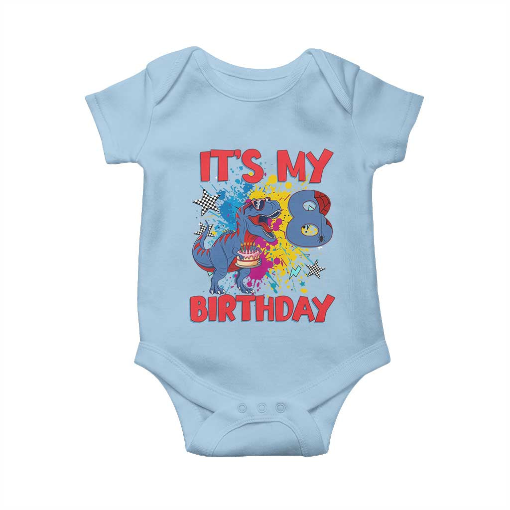 Dino Spider Its My 8th Birthday Baby Onesie Dinosaur Gift For Boys