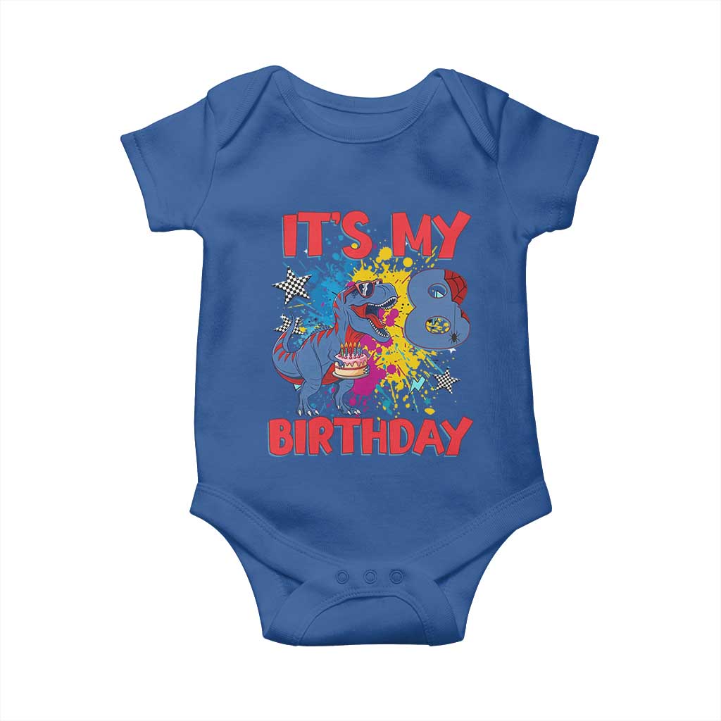 Dino Spider Its My 8th Birthday Baby Onesie Dinosaur Gift For Boys