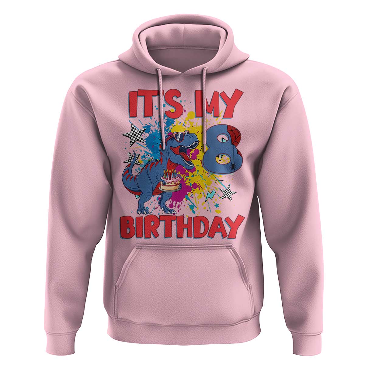 Dino Spider Its My 8th Birthday Hoodie Dinosaur Gift For Boys
