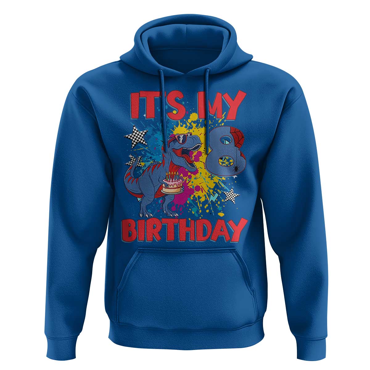 Dino Spider Its My 8th Birthday Hoodie Dinosaur Gift For Boys