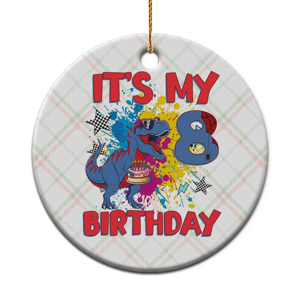 Dino Spider Its My 8th Birthday Ceramic Ornament Dinosaur Gift For Boys
