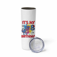 Dino Spider Its My 8th Birthday Skinny Tumbler Dinosaur Gift For Boys