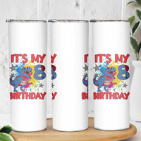 Dino Spider Its My 8th Birthday Skinny Tumbler Dinosaur Gift For Boys