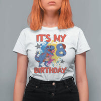 Dino Spider Its My 8th Birthday T Shirt For Women Dinosaur Gift For Boys