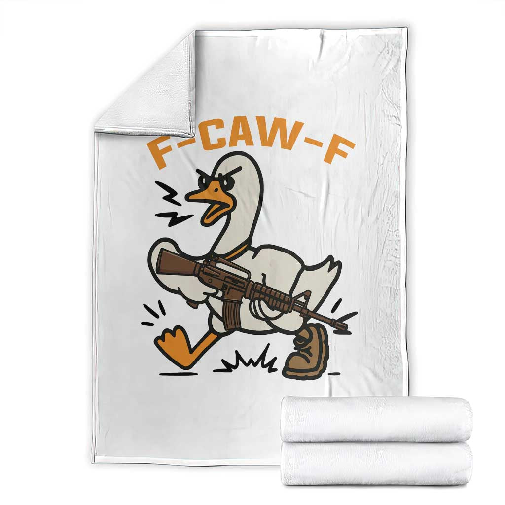 F Caw F Goose With Gun Throw Blanket Funny Rebellious Gift - Wonder Print Shop