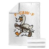 F Caw F Goose With Gun Throw Blanket Funny Rebellious Gift - Wonder Print Shop