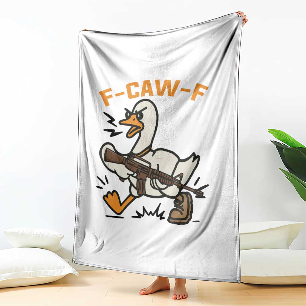 F Caw F Goose With Gun Throw Blanket Funny Rebellious Gift - Wonder Print Shop