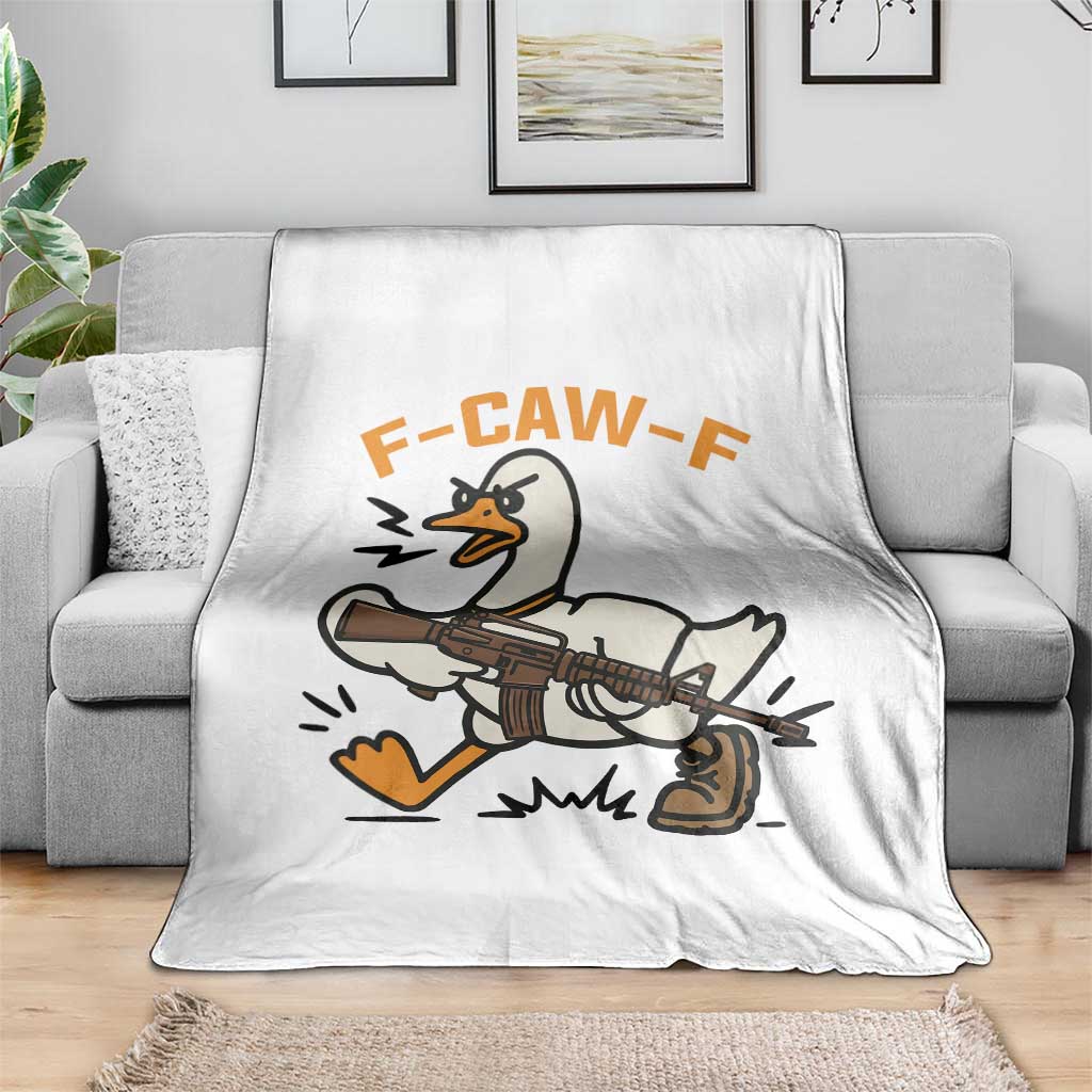 F Caw F Goose With Gun Throw Blanket Funny Rebellious Gift - Wonder Print Shop