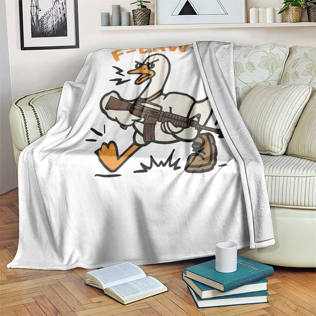 F Caw F Goose With Gun Throw Blanket Funny Rebellious Gift - Wonder Print Shop
