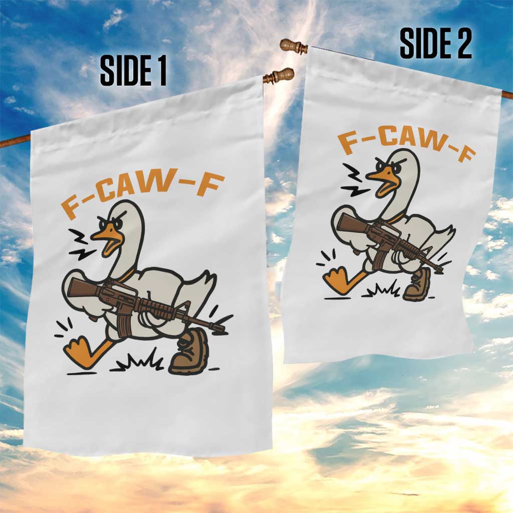 F Caw F Goose With Gun Garden Flag Funny Rebellious Gift - Wonder Print Shop