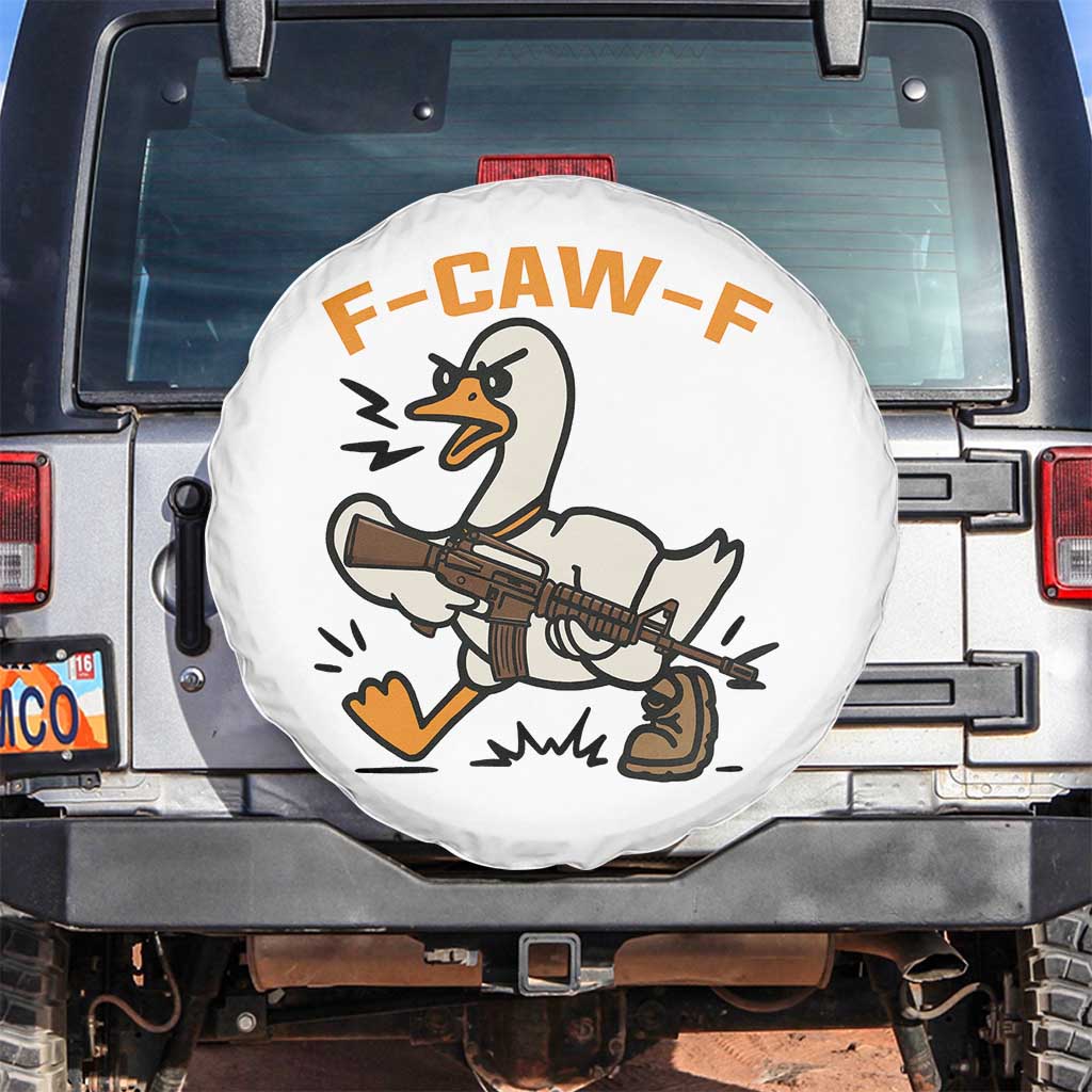 F Caw F Goose With Gun Spare Tire Cover Funny Rebellious Gift - Wonder Print Shop