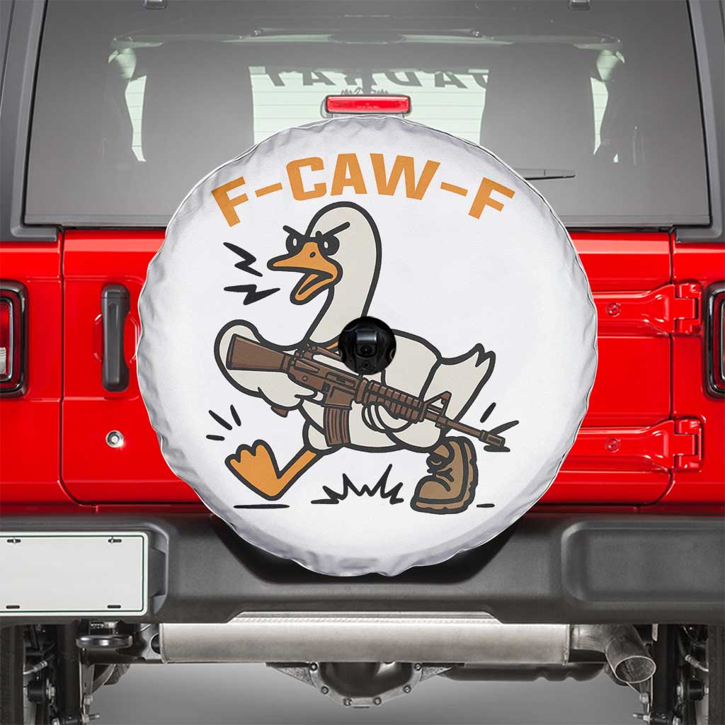 F Caw F Goose With Gun Spare Tire Cover Funny Rebellious Gift - Wonder Print Shop