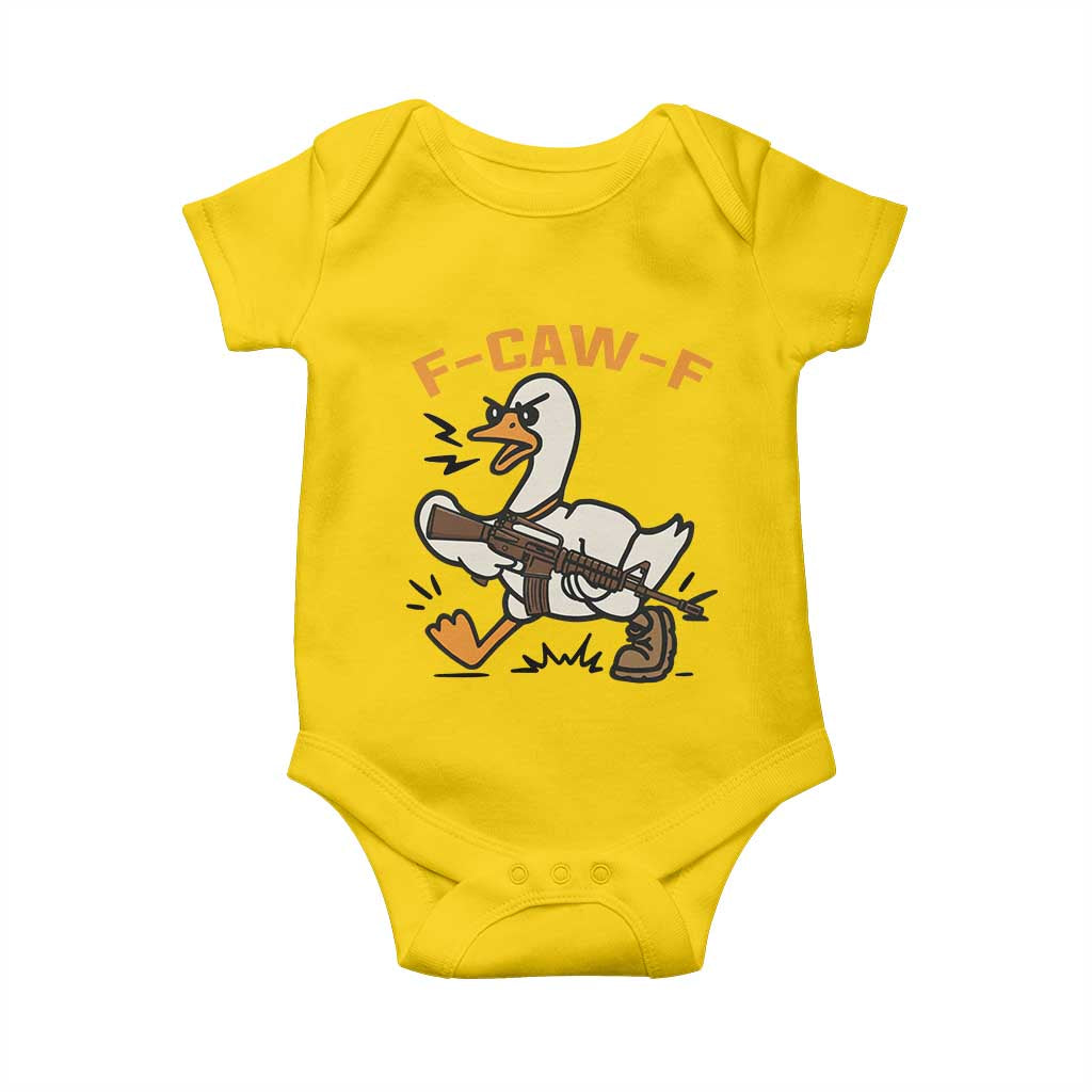 F Caw F Goose With Gun Baby Onesie Funny Rebellious Gift - Wonder Print Shop