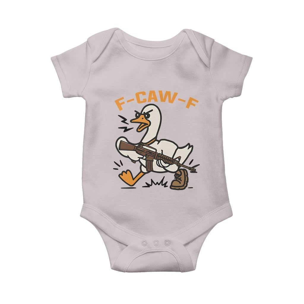 F Caw F Goose With Gun Baby Onesie Funny Rebellious Gift - Wonder Print Shop