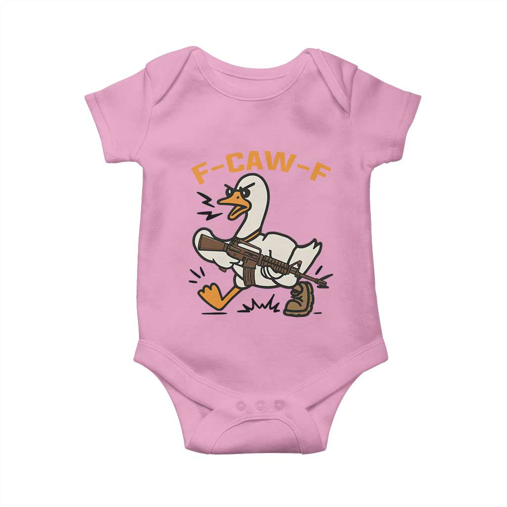 F Caw F Goose With Gun Baby Onesie Funny Rebellious Gift - Wonder Print Shop