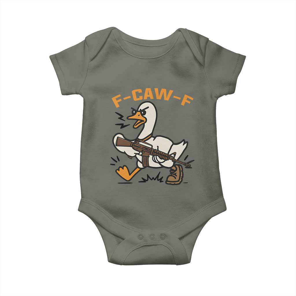 F Caw F Goose With Gun Baby Onesie Funny Rebellious Gift - Wonder Print Shop