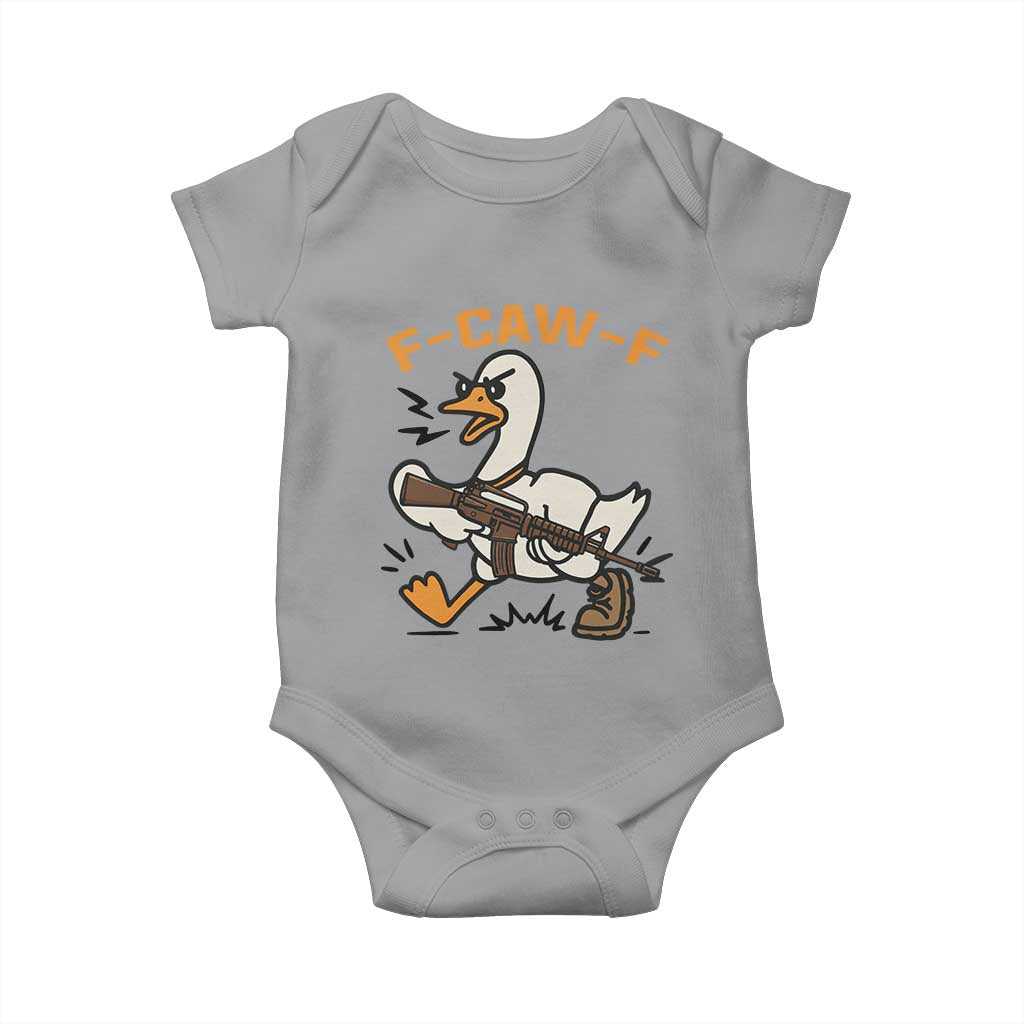 F Caw F Goose With Gun Baby Onesie Funny Rebellious Gift - Wonder Print Shop