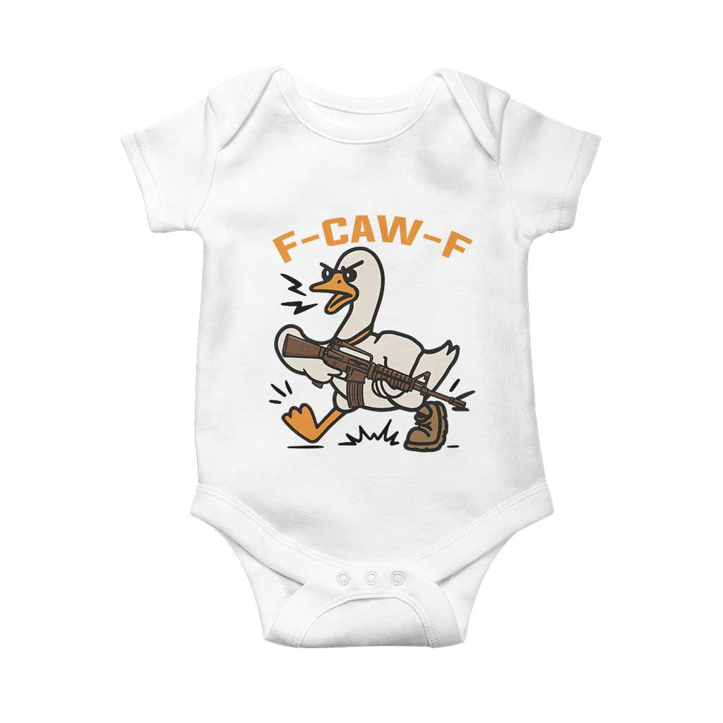 F Caw F Goose With Gun Baby Onesie Funny Rebellious Gift - Wonder Print Shop