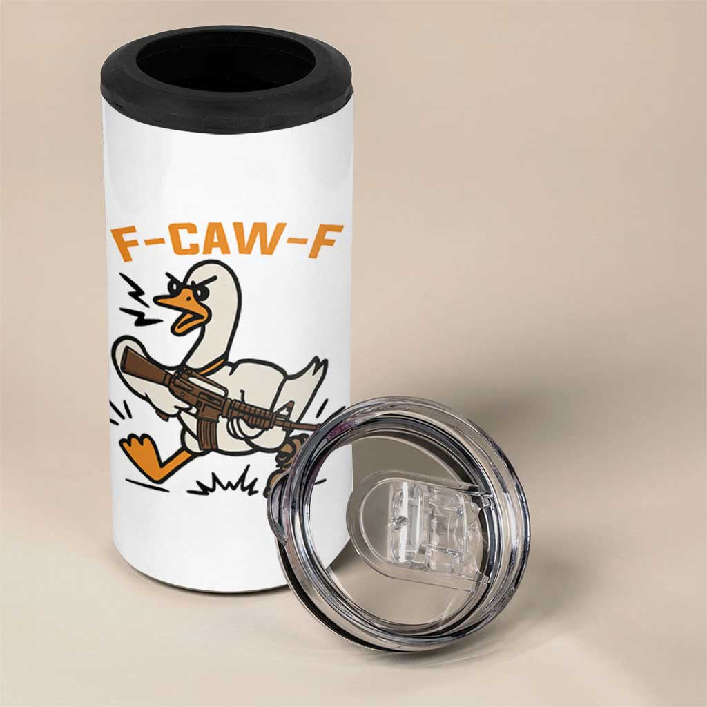 F Caw F Goose With Gun 4 in 1 Can Cooler Tumbler Funny Rebellious Gift - Wonder Print Shop