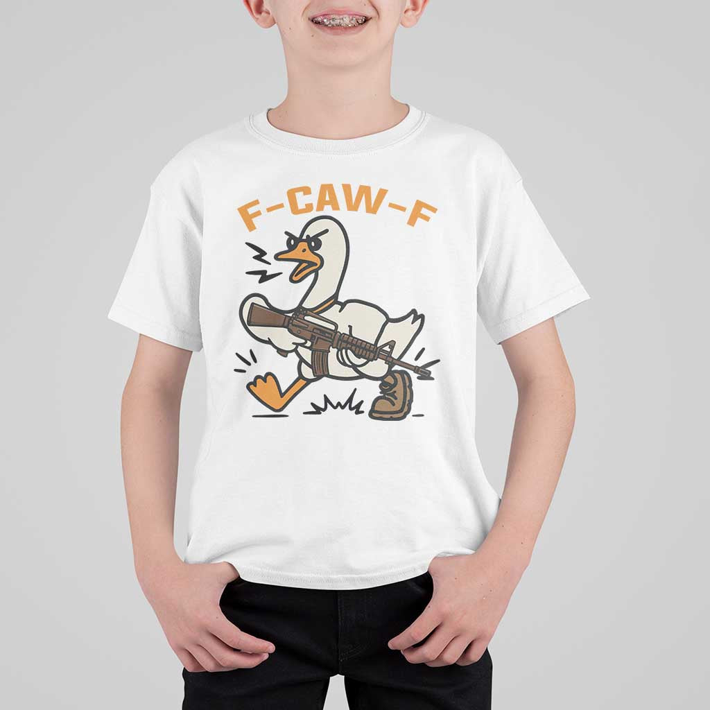 F Caw F Goose With Gun T Shirt For Kid Funny Rebellious Gift - Wonder Print Shop