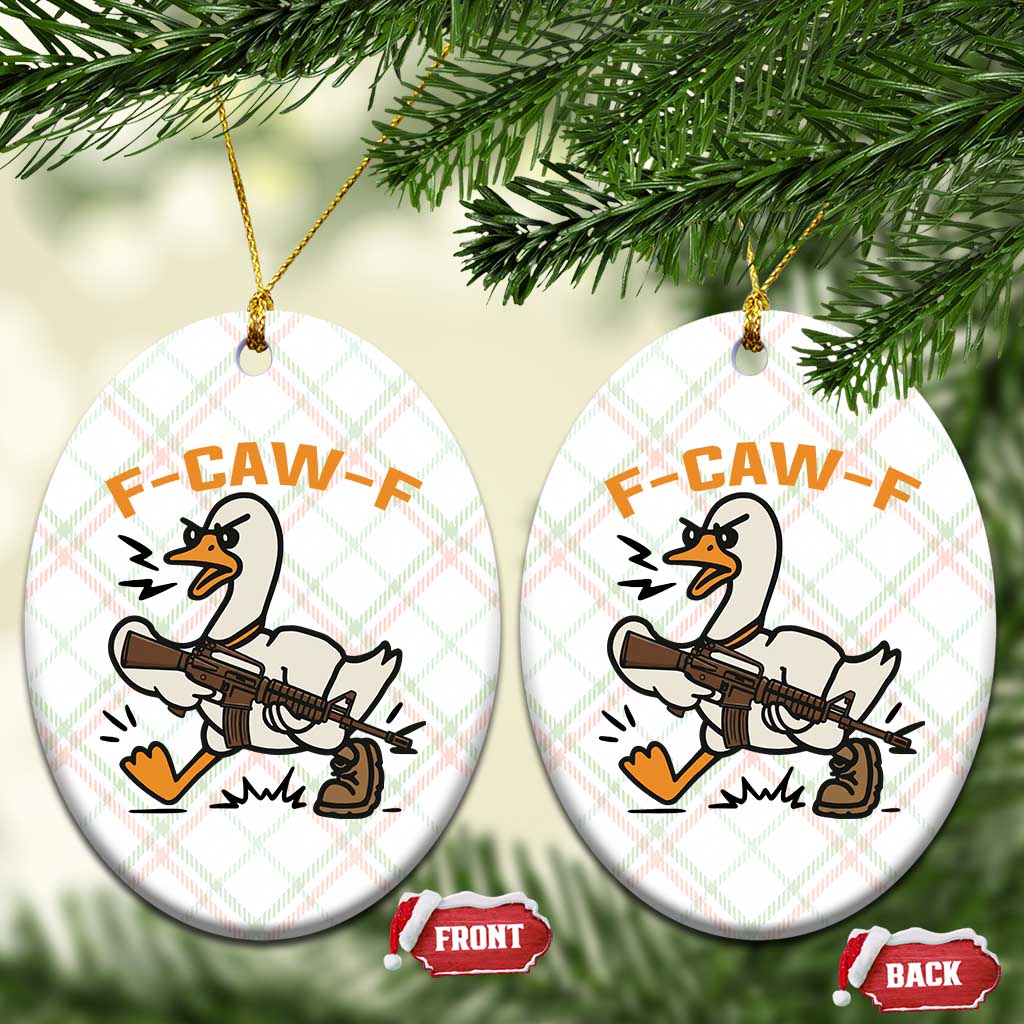 F Caw F Goose With Gun Ceramic Ornament Funny Rebellious Gift - Wonder Print Shop