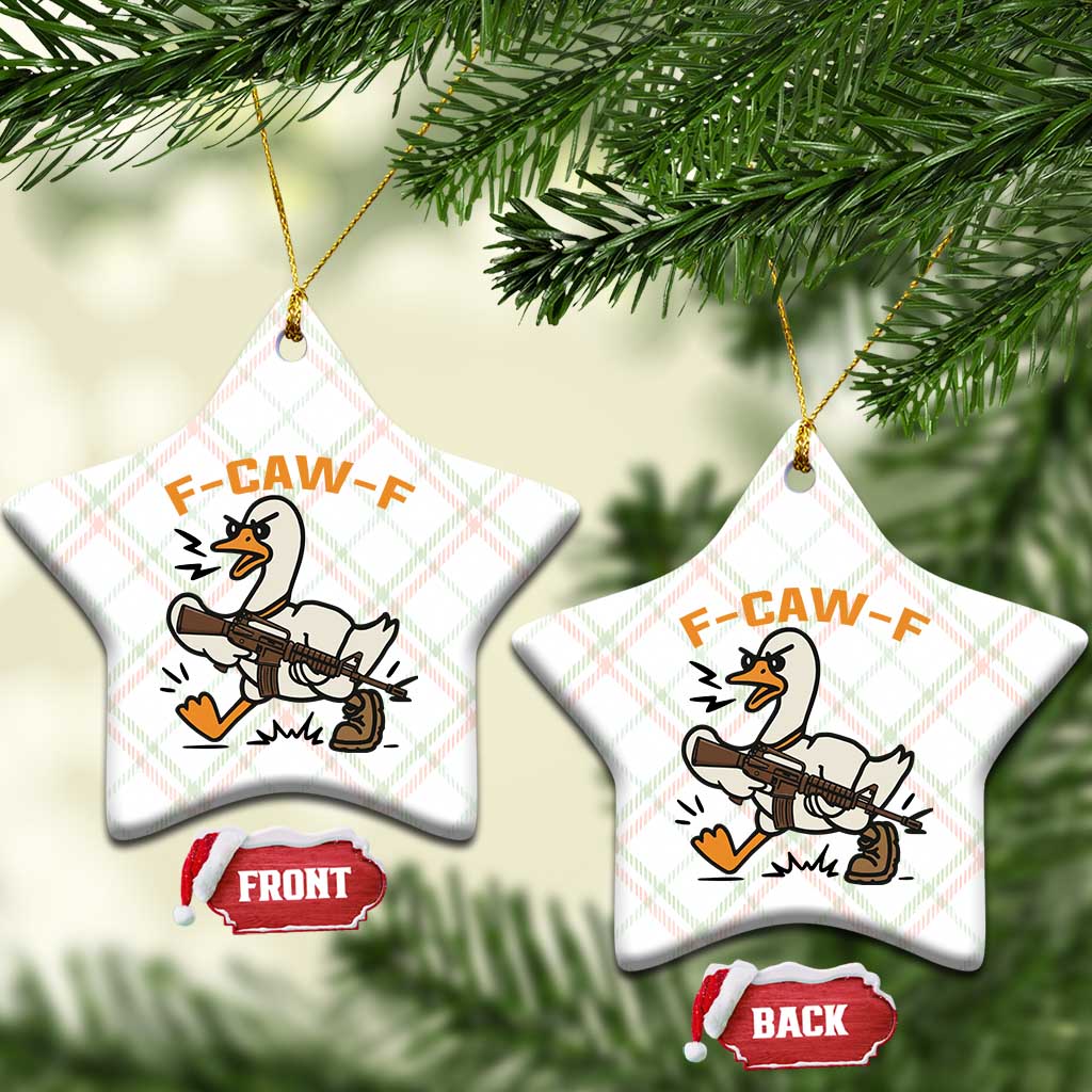 F Caw F Goose With Gun Ceramic Ornament Funny Rebellious Gift - Wonder Print Shop