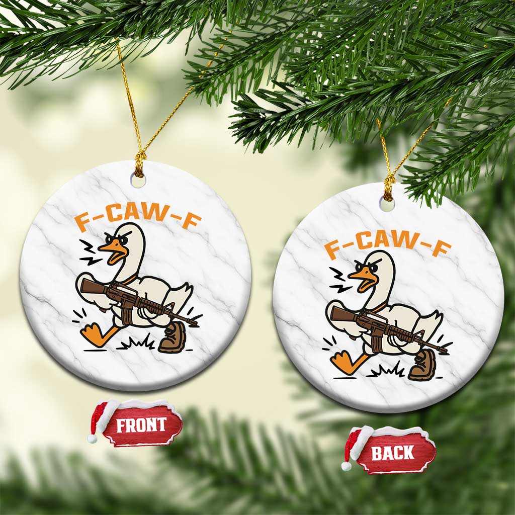 F Caw F Goose With Gun Ceramic Ornament Funny Rebellious Gift - Wonder Print Shop