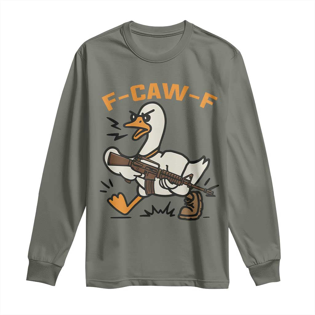 F Caw F Goose With Gun Long Sleeve Shirt Funny Rebellious Gift - Wonder Print Shop