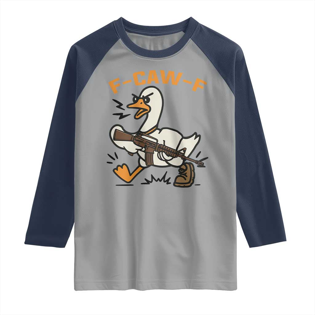 F Caw F Goose With Gun Raglan Shirt Funny Rebellious Gift - Wonder Print Shop