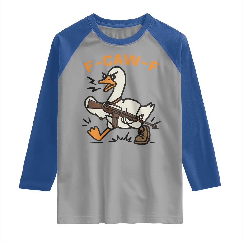 F Caw F Goose With Gun Raglan Shirt Funny Rebellious Gift - Wonder Print Shop