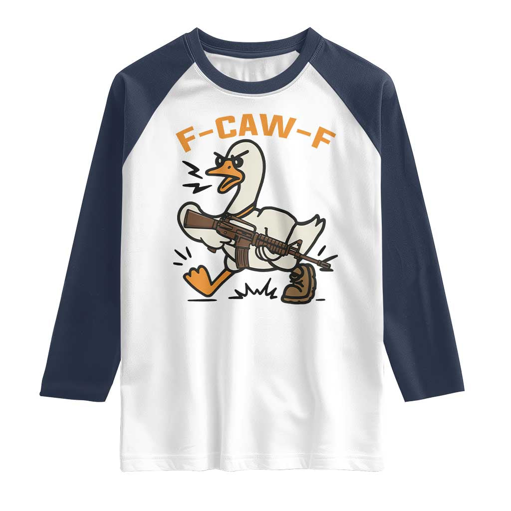 F Caw F Goose With Gun Raglan Shirt Funny Rebellious Gift - Wonder Print Shop