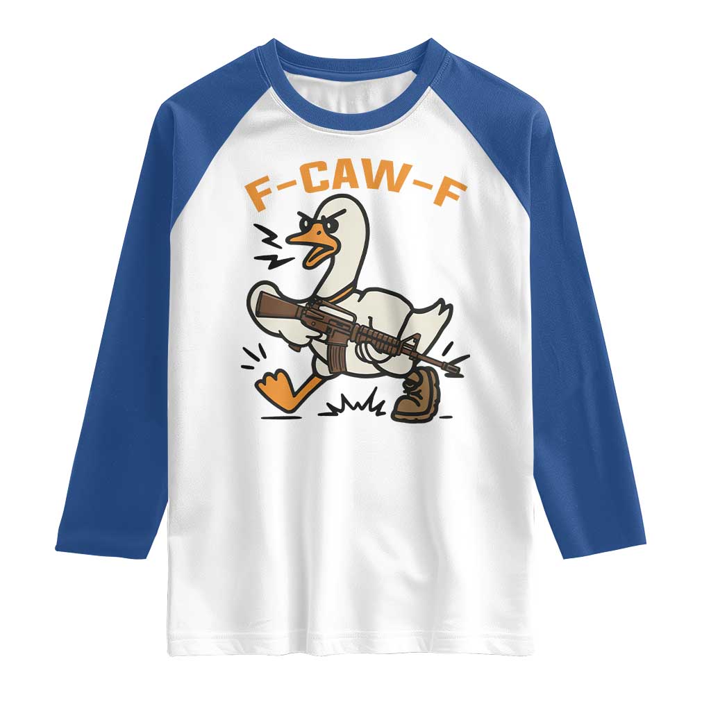 F Caw F Goose With Gun Raglan Shirt Funny Rebellious Gift - Wonder Print Shop