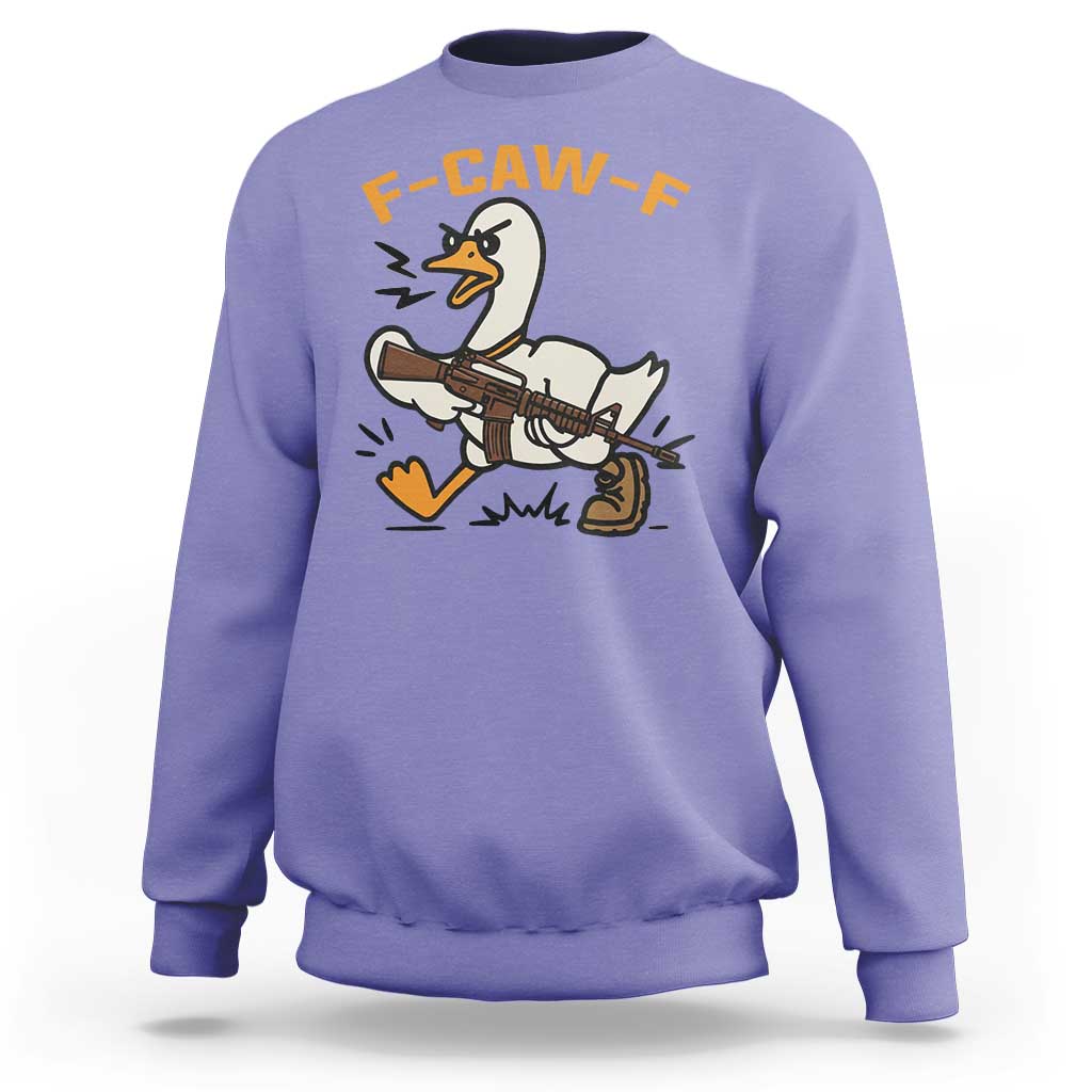 F Caw F Goose With Gun Sweatshirt Funny Rebellious Gift - Wonder Print Shop