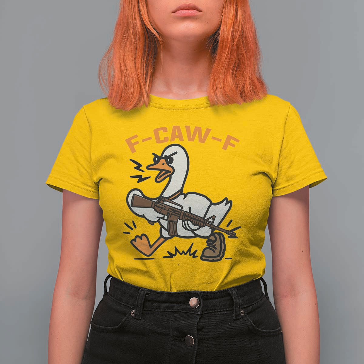 F Caw F Goose With Gun T Shirt For Women Funny Rebellious Gift - Wonder Print Shop
