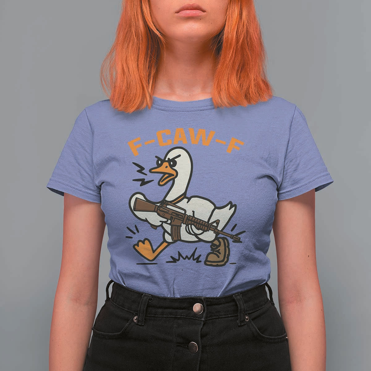 F Caw F Goose With Gun T Shirt For Women Funny Rebellious Gift - Wonder Print Shop