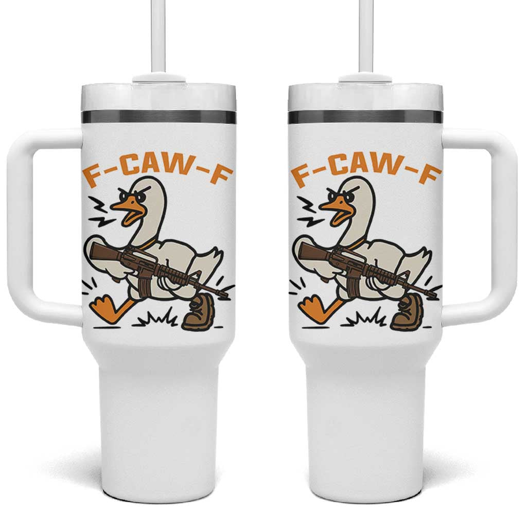 F Caw F Goose With Gun Tumbler With Handle Funny Rebellious Gift - Wonder Print Shop