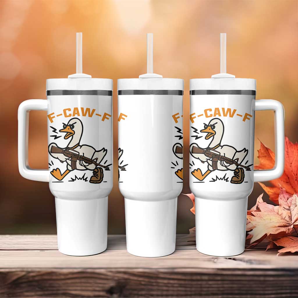F Caw F Goose With Gun Tumbler With Handle Funny Rebellious Gift - Wonder Print Shop