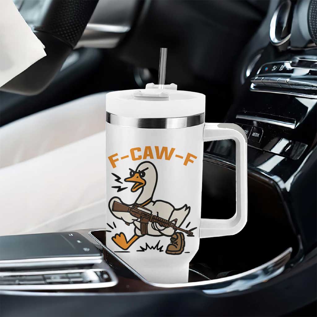 F Caw F Goose With Gun Tumbler With Handle Funny Rebellious Gift - Wonder Print Shop