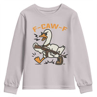 F Caw F Goose With Gun Youth Sweatshirt Funny Rebellious Gift - Wonder Print Shop