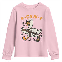F Caw F Goose With Gun Youth Sweatshirt Funny Rebellious Gift - Wonder Print Shop