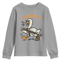 F Caw F Goose With Gun Youth Sweatshirt Funny Rebellious Gift - Wonder Print Shop