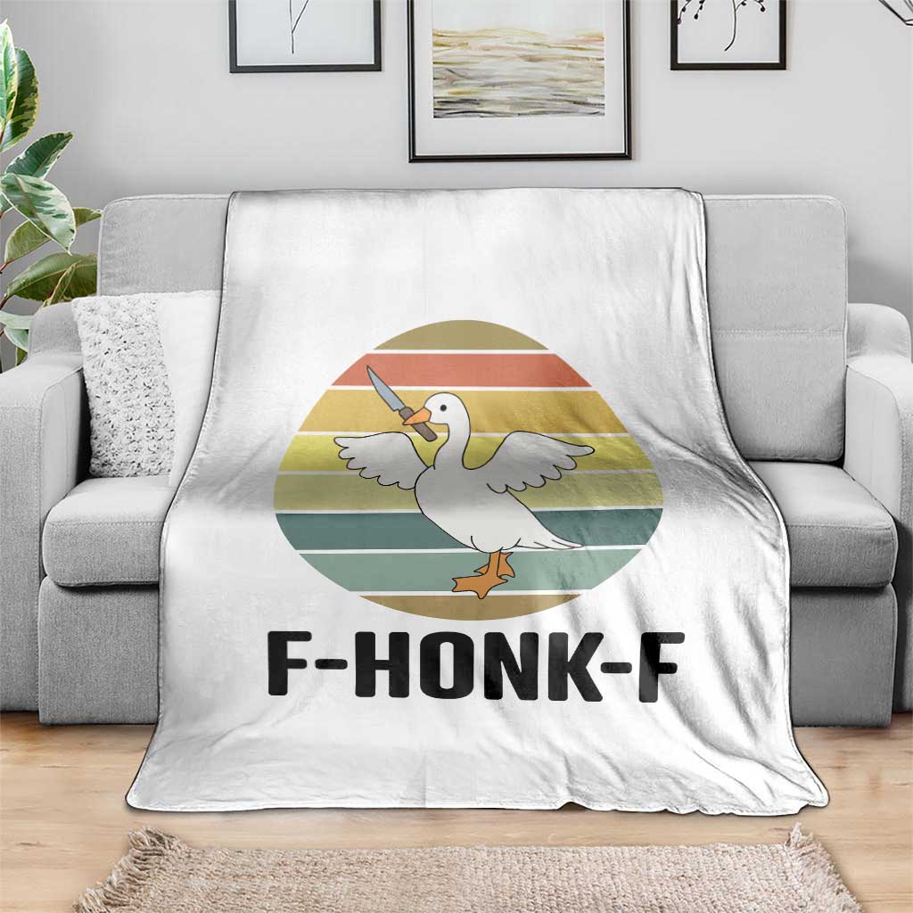 F Honk F Goose With Knife Throw Blanket Funny Chaotic Meme Gift - Wonder Print Shop